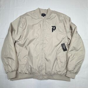 NWT Primitive Skateboarding Bomber Jacket Cream Old English P Streetwear XXL